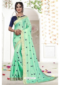 Jade Green Embroidered Designer Fancy Georgette Saree