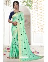 Jade Green Embroidered Designer Fancy Georgette Saree