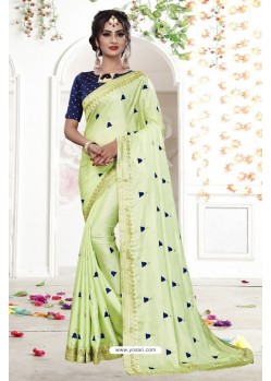 Sea Green Embroidered Designer Fancy Georgette Saree