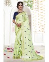 Sea Green Embroidered Designer Fancy Georgette Saree