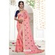 Pink Embroidered Designer Fancy Georgette Saree