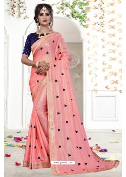 Pink Embroidered Designer Fancy Georgette Saree