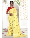 Lemon Embroidered Designer Fancy Georgette Saree