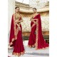 Red Embroidered Georgette Designer Party Wear Saree