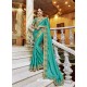 Teal Embroidered Georgette Designer Party Wear Saree