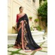 Black Embroidered Designer Silk Wedding Saree