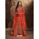Red Embroidered Net Designer Anarkali Suit