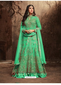 Jade Green Embroidered Net Designer Anarkali Suit