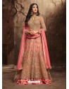 Peach Embroidered Net Designer Anarkali Suit