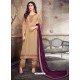 Beige Georgette Embroidered Designer Straight Suit