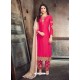 Fuchsia Georgette Embroidered Designer Straight Suit