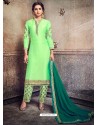 Sea Green Georgette Embroidered Designer Straight Suit