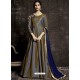 Dull Grey Tapera Silk Embroidered Designer Floor Length Suit