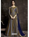 Dull Grey Tapera Silk Embroidered Designer Floor Length Suit