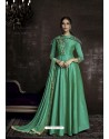 Marvelous Jade Green Tapera Silk Embroidered Designer Floor Length Suit