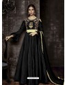 Black Tapera Silk Embroidered Designer Floor Length Suit