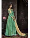 Incredible Jade Green Tapera Silk Embroidered Designer Floor Length Suit