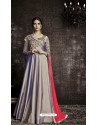 Silver Tapera Silk Embroidered Designer Floor Length Suit