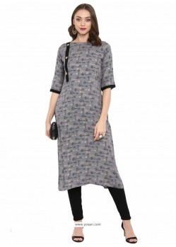 Grey Rayon Designer Readymade Kurti