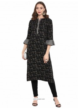 Decent Black Rayon Designer Readymade Kurti