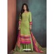 Green Heavy Cotton Embroidered Palazzo Suit