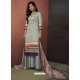 Grey Heavy Cotton Embroidered Palazzo Suit