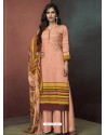 Peach Heavy Cotton Embroidered Palazzo Suit