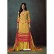 Yellow Heavy Cotton Embroidered Palazzo Suit