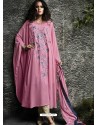 Hot Pink Embroidered Semi Georgette Designer Straight Suit