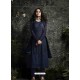 Navy Blue Embroidered Semi Georgette Designer Straight Suit