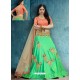 Jade Green And Orange Silk Embroidered Designer Lehenga Choli