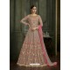 Light Brown Mulbary Silk Heavy Embroidered Designer Floor Length Suit