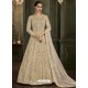 Cream Mulbary Silk Heavy Embroidered Designer Floor Length Suit