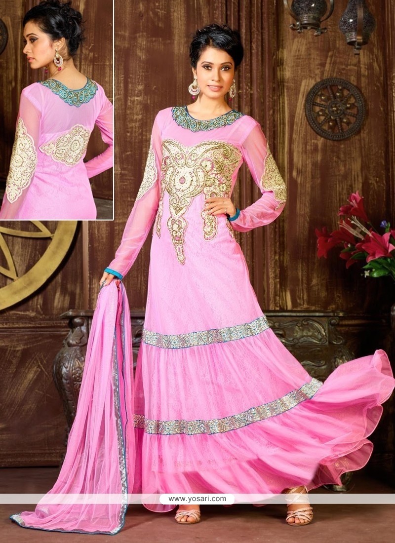 Beautiful Pink Net Designer Anarkali Suit