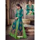 Teal Blue And Green Embroidered Georgette Designer Anarkali Suit