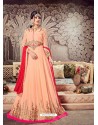 Light Orange Embroidered Georgette Designer Anarkali Suit