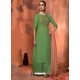 Green Muslin Silk Embroidered Designer Palazzo Suit