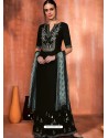 Gorgeous Black Muslin Silk Embroidered Designer Palazzo Suit