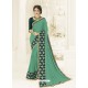 Jade Green Silk Fabrics Heavy Embroidered Designer Saree