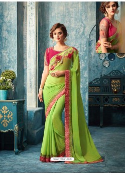 Green Silk Designer Party Wear Saree