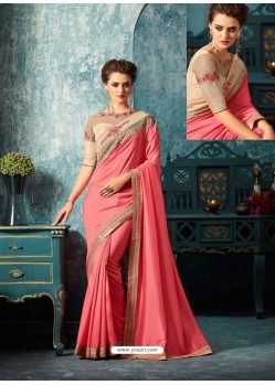 Pink Silk Designer Party Wear Saree