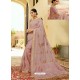 Dusty Pink Embroidered Net Designer Party Wear Saree