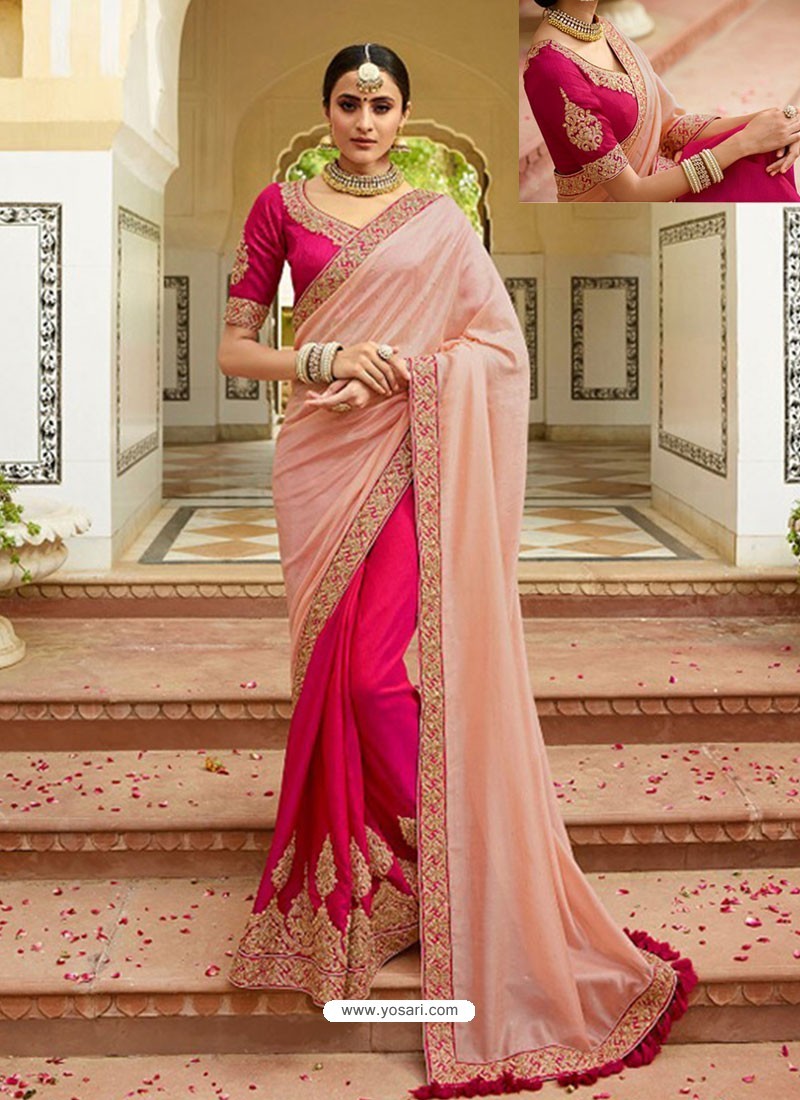 pink saree party wear