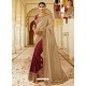 Golden And Maroon Embroidered Net Designer Party Wear Saree
