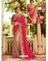 Fuchsia And Pink Embroidered Net Designer Party Wear Saree
