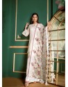 White Faux Georgette Heavy Embroidered Designer Straight Suit