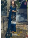 Peacock Blue Faux Georgette Heavy Embroidered Designer Straight Suit
