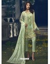 Sea Green Faux Georgette Heavy Embroidered Designer Straight Suit