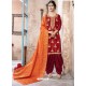 Red Pure Upadda Silk Embroidered Designer Salwar Suit