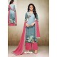 Light Pink And Sky Blue Maslin Digital Printed Palazzo Suit